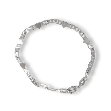 Silver Hearts Mariner Link Bracelet